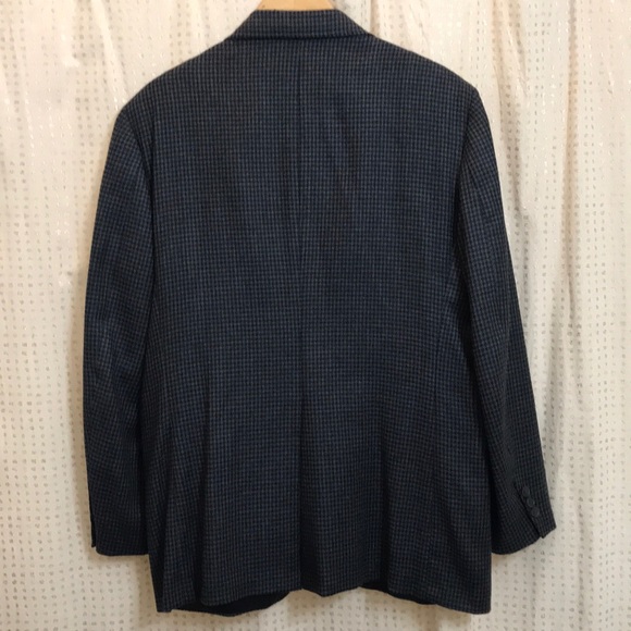 Navy Wool/Cotton Houndstooth Blazer - Picture 5 of 8